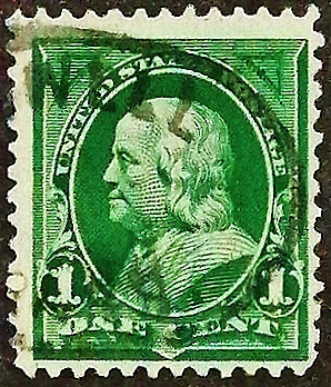 Почтовая марка (1 c.). "Бенджамин Франклин". 1898 год, США.