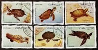 Набор почтовых марок (6 шт.). "Черепахи". 1983 год, Куба.