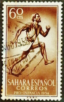 Почтовая марка (60 c.). "В защиту детей". 1954 год, Испанская Сахара.
