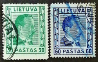 Набор марок (2 шт.). "Антанас Сметона". 1937 год, Литва.