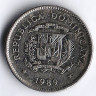 Монета 10 сентаво. 1989 год, Доминиканская Республика.