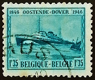 Почтовая марка. "Почтовый пароход "Принц Бодуэн"". 1946 год, Бельгия.