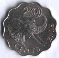 20 центов. 2005 год, Свазиленд.