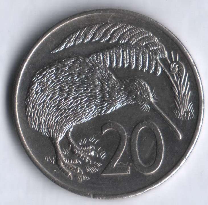 Монета 20 центов. 1985 год, Новая Зеландия.