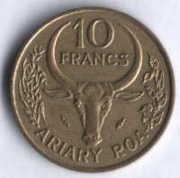 Монета 10 франков. 1984 год, Мадагаскар.