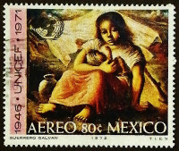 Почтовая марка. "25 лет UNICEF". 1972 год, Мексика.