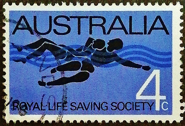 Почтовая марка. "75-я годовщина Королевского общества спасения на воде". 1966 год, Австралия.