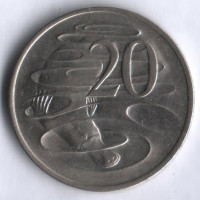 Монета 20 центов. 1971 год, Австралия.