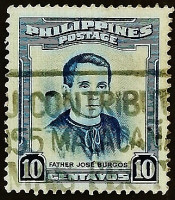 Почтовая марка. "Хосе Бургос". 1955 год, Филиппины.