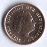 Монета 1 цент. 1969 год, Нидерланды. (Петух).