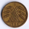 Монета 5 рейхспфеннигов. 1924 год (G), Веймарская республика.