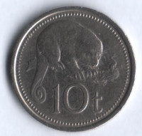 Монета 10 тойа. 1976 год, Папуа-Новая Гвинея.