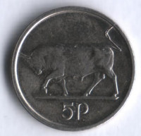 Монета 5 пенсов. 1996 год, Ирландия.
