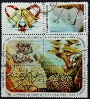 Сцепка почтовых марок (5 шт.). "Рождество 1964: Морские обитатели (I)". 1964 год, Куба.