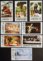 Набор почтовых марок (8 шт.). "Живопись (серия №1)". 1969 год, Либерия.