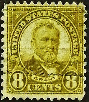 Почтовая марка (8 c.). "Улисс Грант". 1923 год, США.