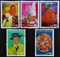 Набор почтовых марок (5 шт.). "Картины импрессионистов". 1978 год, Сан-Томе и Принсипи.