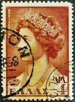 Почтовая марка (4 др.). "Королева Фредерика". 1957 год, Греция.
