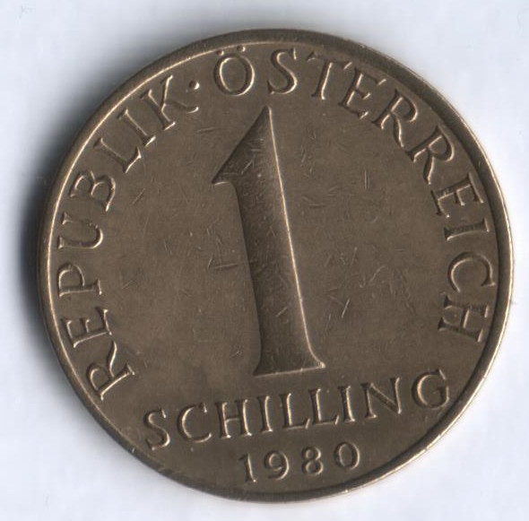Монета 1 шиллинг. 1980 год, Австрия.