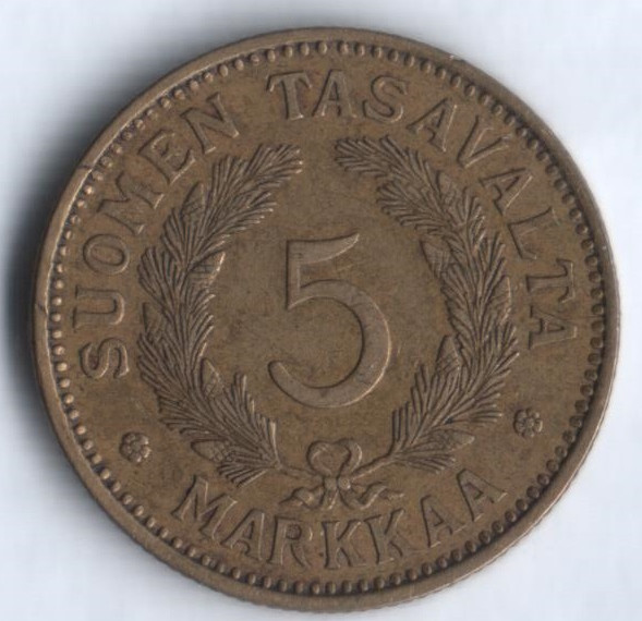 5 марок. 1933 год, Финляндия.