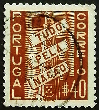 Почтовая марка. "Всё для нации". 1935 год, Португалия.