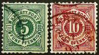 Набор марок (2 шт.). "Стандарт". 1890-1891 годы, Вюртемберг (Германия).