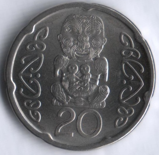 Монета 20 центов. 2006 год, Новая Зеландия.