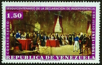 Почтовая марка. "Подписание Декларации Независимости". 1962 год, Венесуэла.