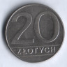 Монета 20 злотых. 1989 год, Польша.