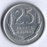Монета 25 франков. 1961 год, Мали.