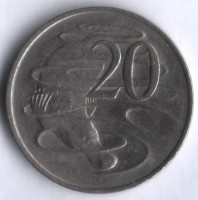 Монета 20 центов. 1974 год, Австралия.