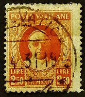 Почтовая марка. "Папа Пий XI". 1929 год, Ватикан.
