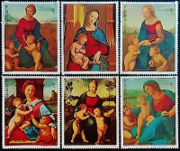 Набор марок (6 шт.). "500 лет со дня рождения Рафаэля (II)". 1982 год, Парагвай.