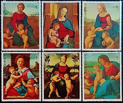 Набор марок (6 шт.). "500 лет со дня рождения Рафаэля (II)". 1982 год, Парагвай.
