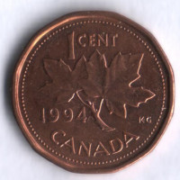 Монета 1 цент. 1994 год, Канада.
