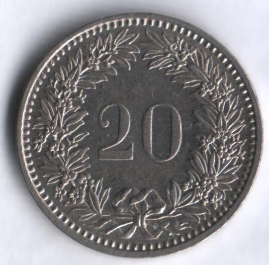 20 раппенов. 1985 год, Швейцария.