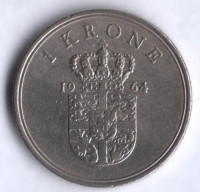 Монета 1 крона. 1964 год, Дания. C;S.
