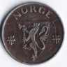 Монета 5 эре. 1942 год, Норвегия. Брак, раскол штемпеля!