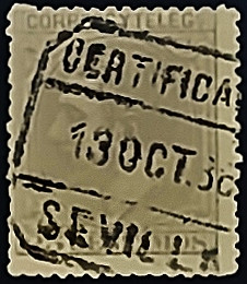 Почтовая марка (25 c.). "Король Альфонсо XII". 1879 год, Испания. Почтовая марка (25 c.). "Король Альфонсо XII". 1879 год, Испания.