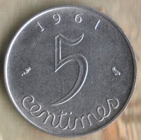 Монета 5 сантимов. 1961 год, Франция.