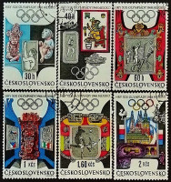 Набор почтовых марок (6 шт.). "Летние Олимпийские игры - Мехико`1968". 1968 год, Чехословакия.