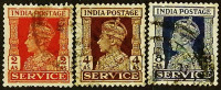 Набор почтовых марок (3 шт.). "Король Георг VI". 1939 год, Британская Индия.