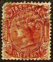 Почтовая марка (1 p.). "Королева Виктория". 1878 год, Тасмания.