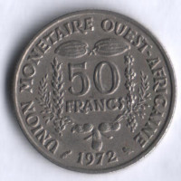 Монета 50 франков. 1972 год, Западно-Африканские Штаты.