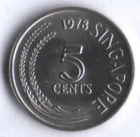 5 центов. 1978 год, Сингапур.