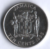 Монета 10 центов. 1993 год, Ямайка.