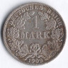 Монета 1 марка. 1909 год (A), Германская империя.
