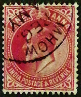 Почтовая марка (1 an.). "Король Эдуард VII". 1907 год, Британская Индия.