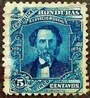 Почтовая марка (5 c.). "Президент Тринидад Кабанас". 1893 год, Гондурас.