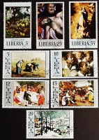 Набор почтовых марок (8 шт.). "Живопись (серия №2)". 1969 год, Либерия.